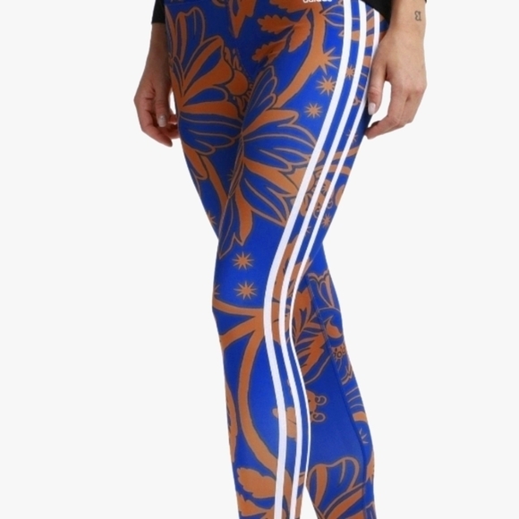 FARM Rio Pants - Adidas Farm Rio Leggins Yoga Work Out Capri White Blue Bronze NWT